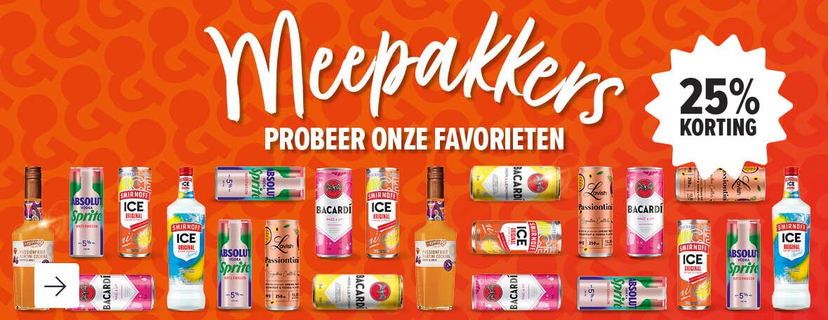 Meepakkers! probeer onze favorieten dranken in blik nu tweede blik 50% korting